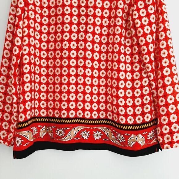 ANNE KLEIN Colorful Boho Floral Border Print Blouse Sz M Flawed - Picture 3 of 12